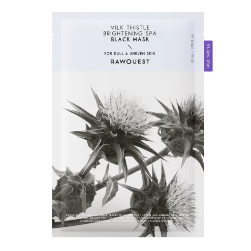 Освітлювальна тканинна маска з розторопшею Rawquest Milk Thistle Brightening Spa Black Mask, 1 шт