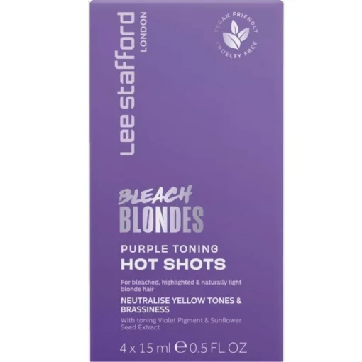 Тонирующие фиолетовые шоты для осветленных волос Lee Stafford Bleach Blondes Purple Toning Hot Shots, 4х15 мл